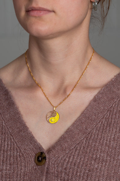 Cosmic Yin Yang Halskette - Schatten & Celeste Glow