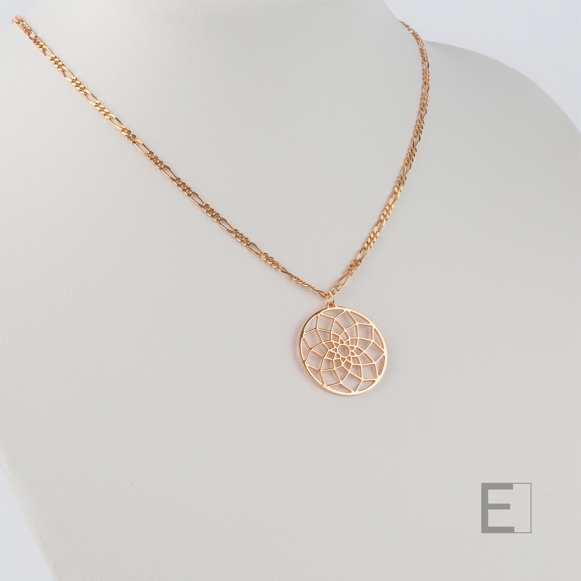 Collier Attrape-Rêves en finition or rose, vue de détail 3 – Atelier-Émile