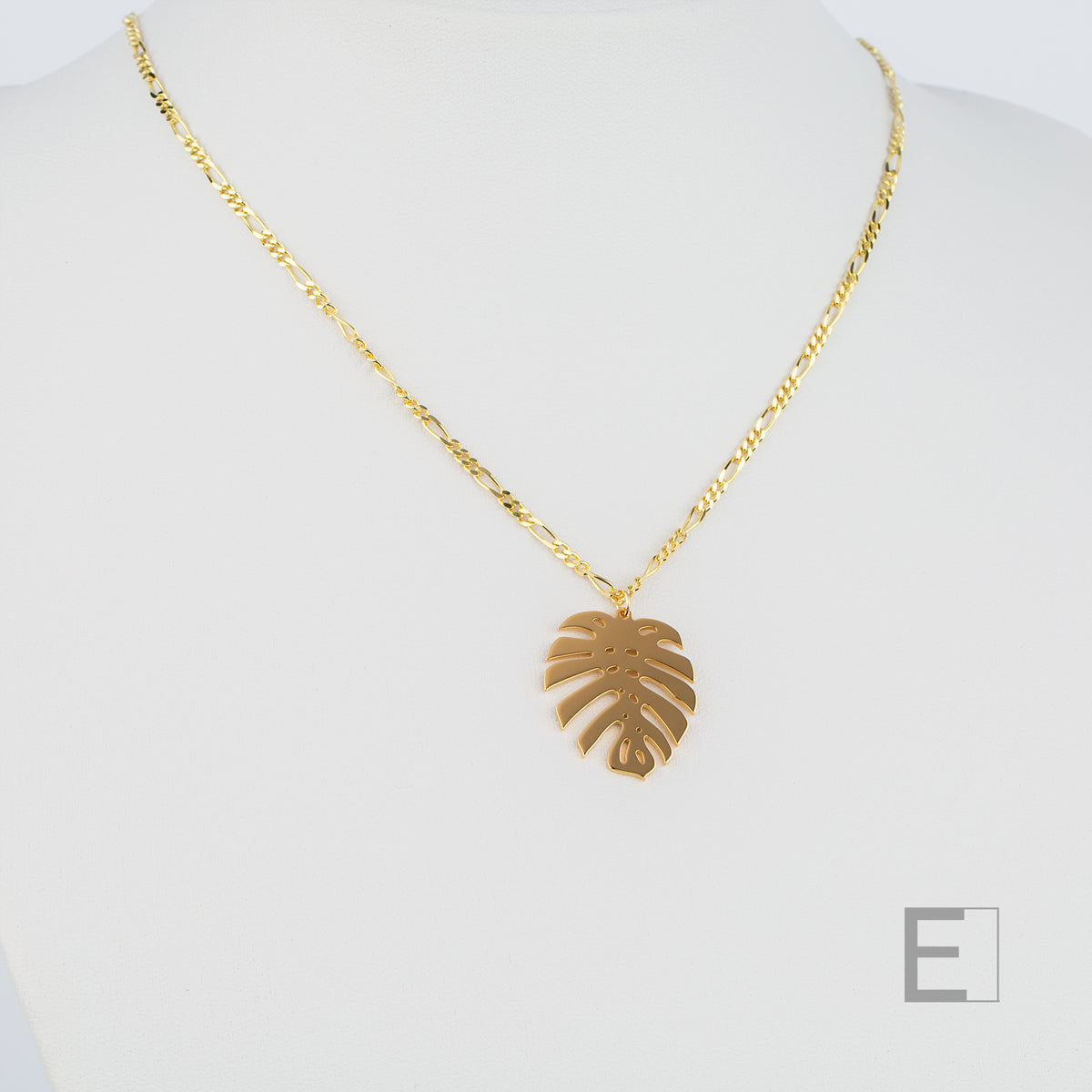 Halskette Monstera-Blatt, mit Gelbgold-Finish, Detailansicht 4 – Atelier-Émile