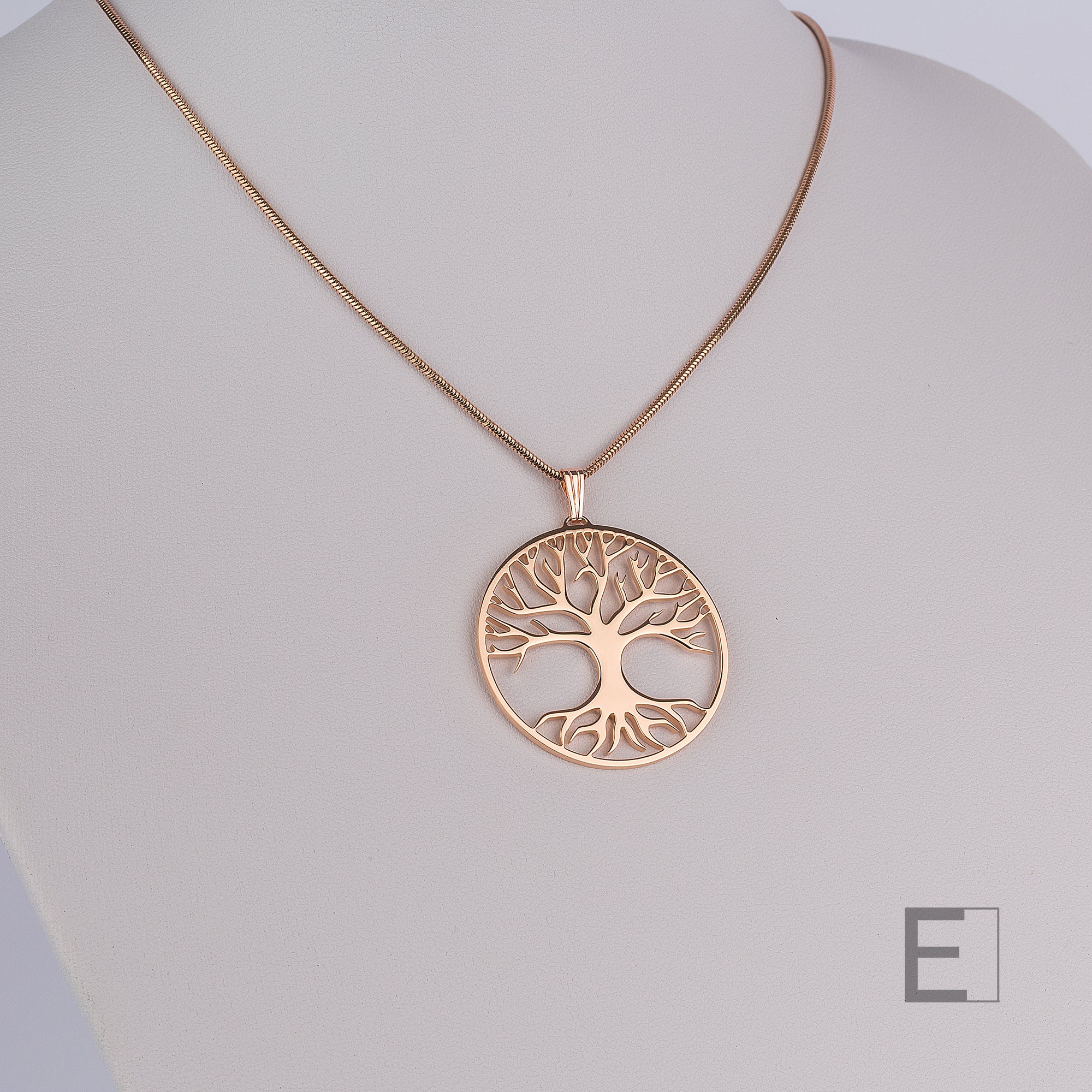 Halskette Grosser Baum des Lebens, mit Roségold-Finish, Detailansicht 3 – Atelier-Émile