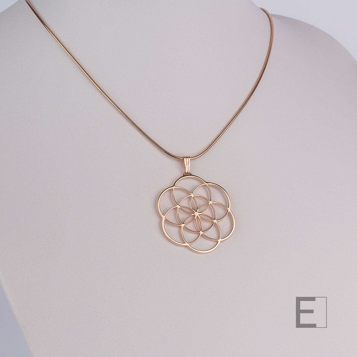 Halskette Grosser Samen des Lebens, mit Roségold-Finish, Detailansicht 4 – Atelier-Émile