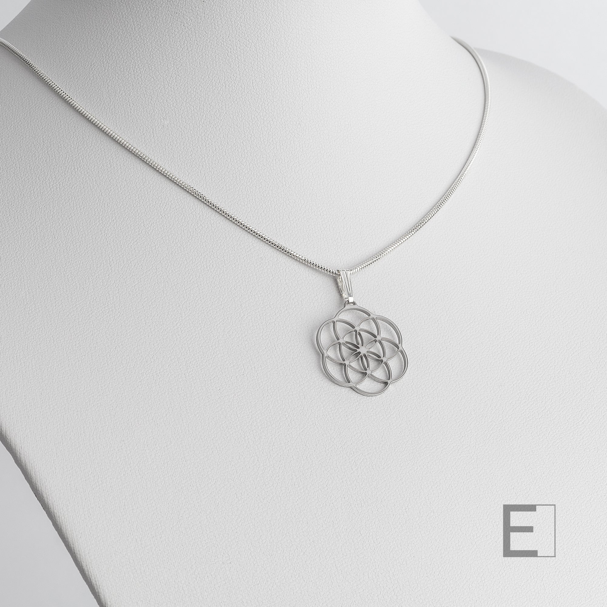 Samen des Lebens Halskette, mit Rhodium-Finish, Detailansicht 8 – Atelier-Émile